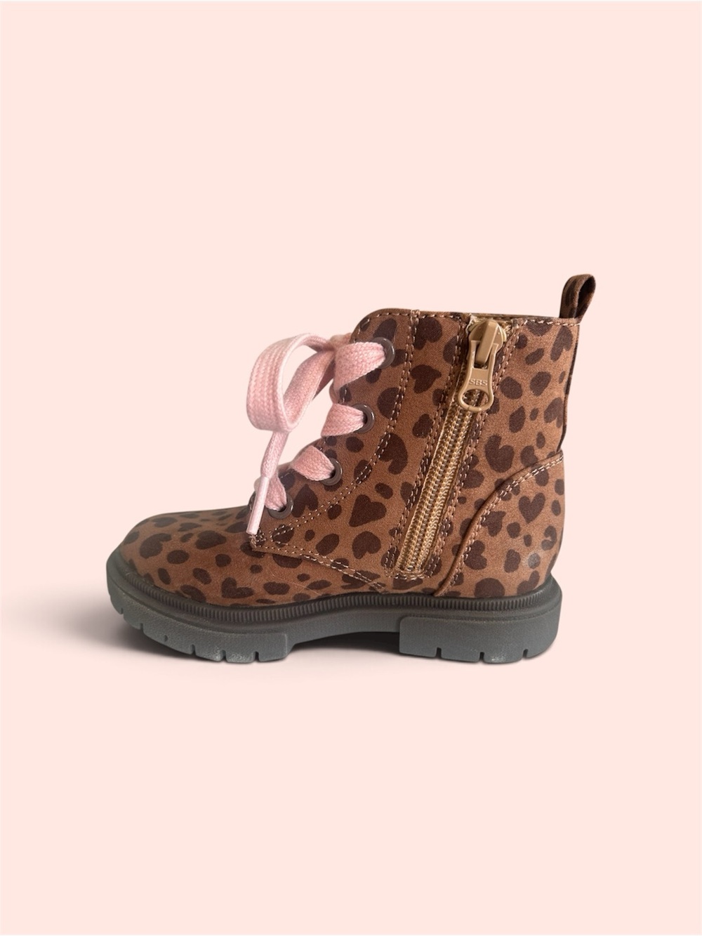Cat & Jack Leopard Print Amaya Combat Boots Little Girl Size 9